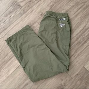 Columbia PFG Omni-Shade Green Nylon Convertible Fishing Pants Shorts